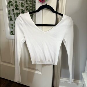 Forever 21 Ribbed White Cropped Sweater